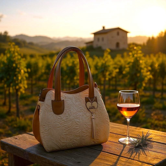 Light Beige Sunflower Embossed Tooled Artisan LEATHER Hobo Bag Purse Bolsa - Picture 4 of 14